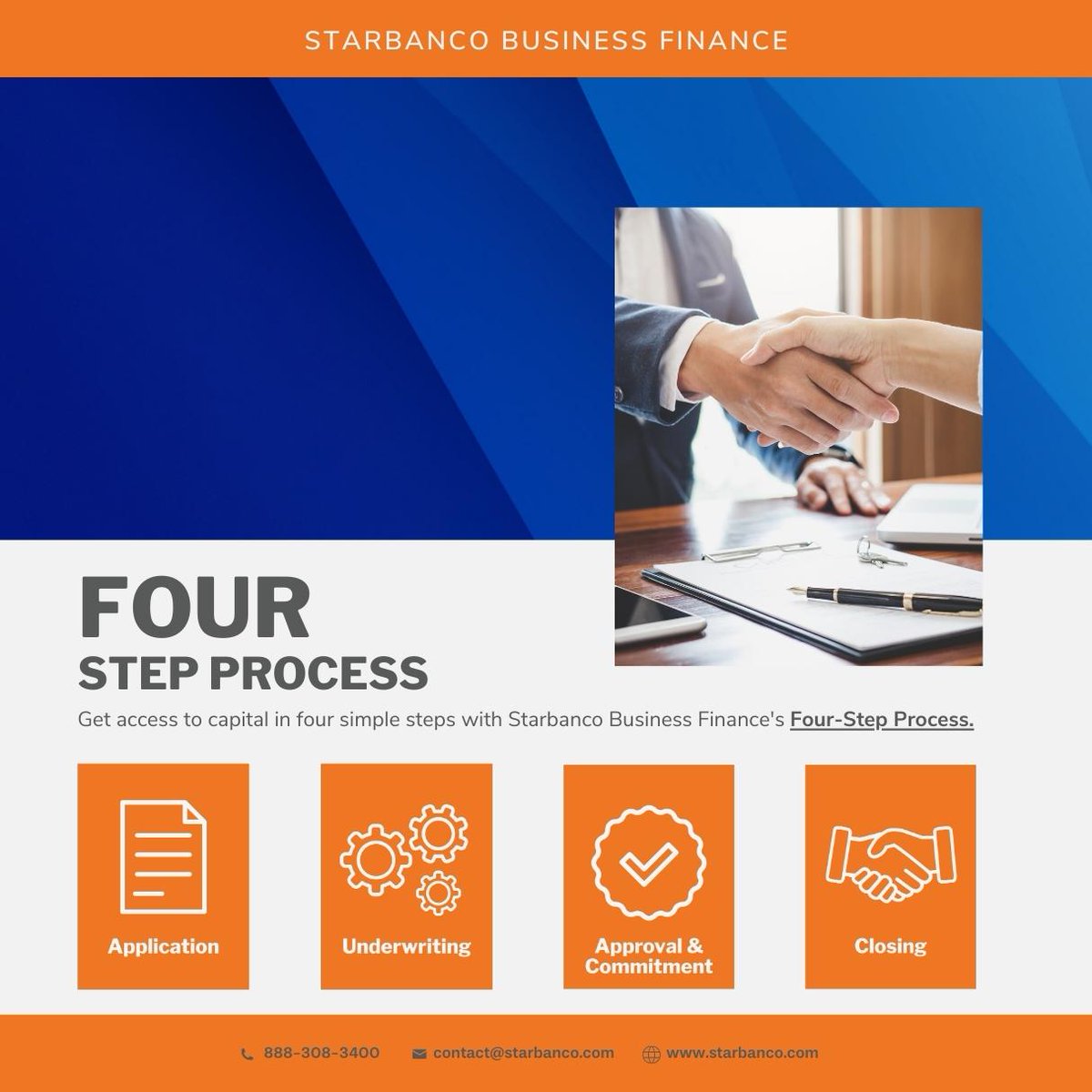 starbanco's tweet image. Getting access to capital for your business shouldn’t be difficult. Starbanco takes the guesswork and stress out of it with our Four Step Process.
#directlender #easyfinancing #FinancingMadeEasy