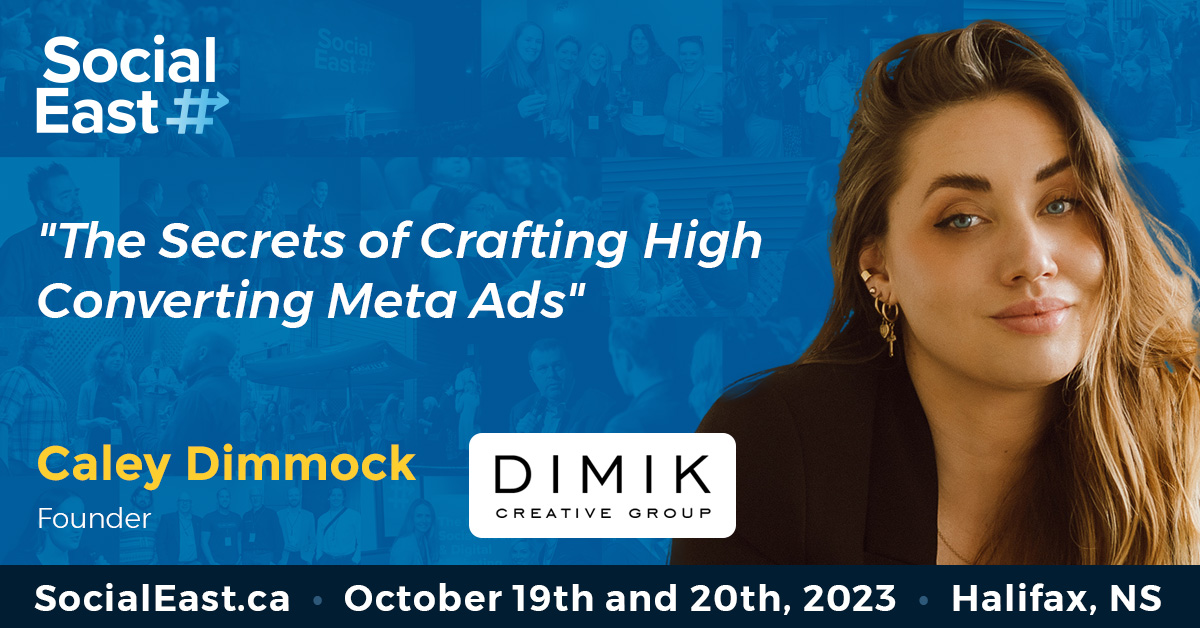 ‼️ Speaker Alert ‼️ 

You will not want to miss speaker Caley Dimmock! Walk away with a step-by-step formula that you can apply to your ad creation process to amplify the success of your campaigns.

Catch Caley at #SocialEast 2023!

socialeast.ca