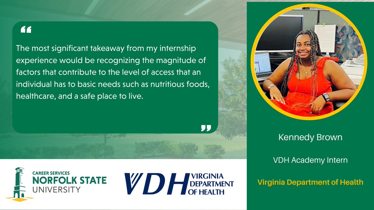 Norfolkstate's tweet photo. NSU Celebrates Virginia Intern Day (VID) by featuring some of our amazing interns.
#VirginiaInternDay, #VID, #VirginiaInterns, #NationalInternDay
#NID, #VTOP, #NSUCareers
@VirginiaTOPorg
@GovernorVA
@SCHEVnews
@VAChamber
@GrowthforVA
@GOVirginia
@VACEoutreach
@NSU https://t.co/KUMeRzdaZv