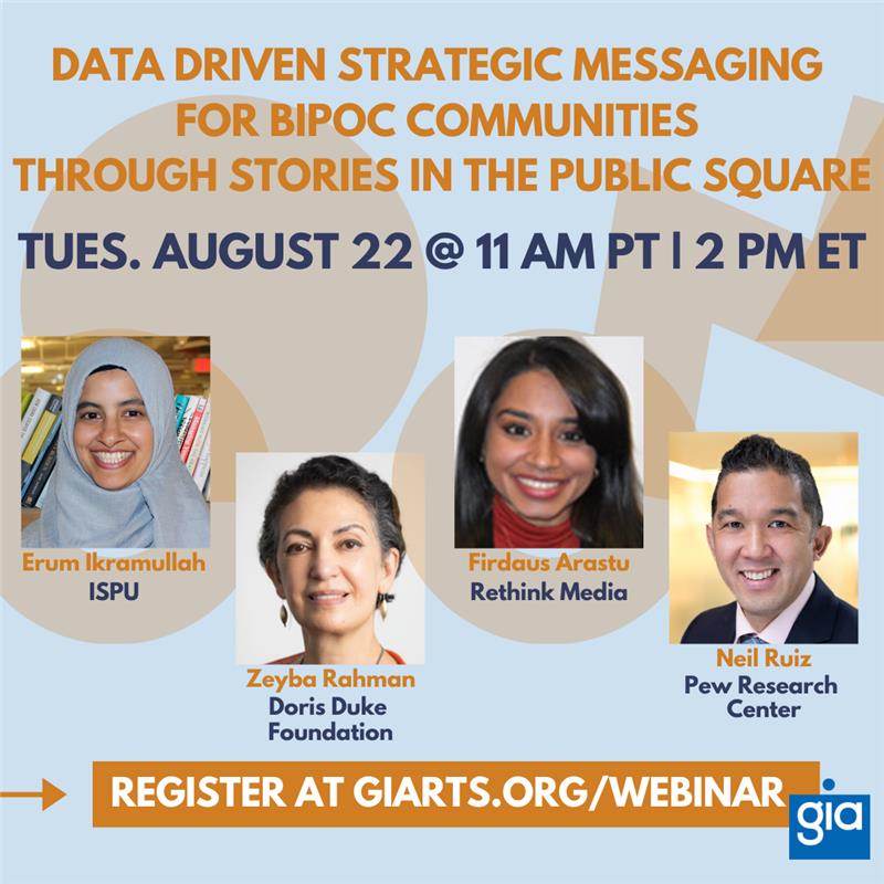 GIArts's tweet photo. Data Driven Strategic Messaging for BIPOC Communities through Stories in the Public Square

Join us for a discussion on research application to create language their organizations can use that connects to audiences through shared human values: https://t.co/wLfrp5mjVz

#GIArts https://t.co/II12kgifEb