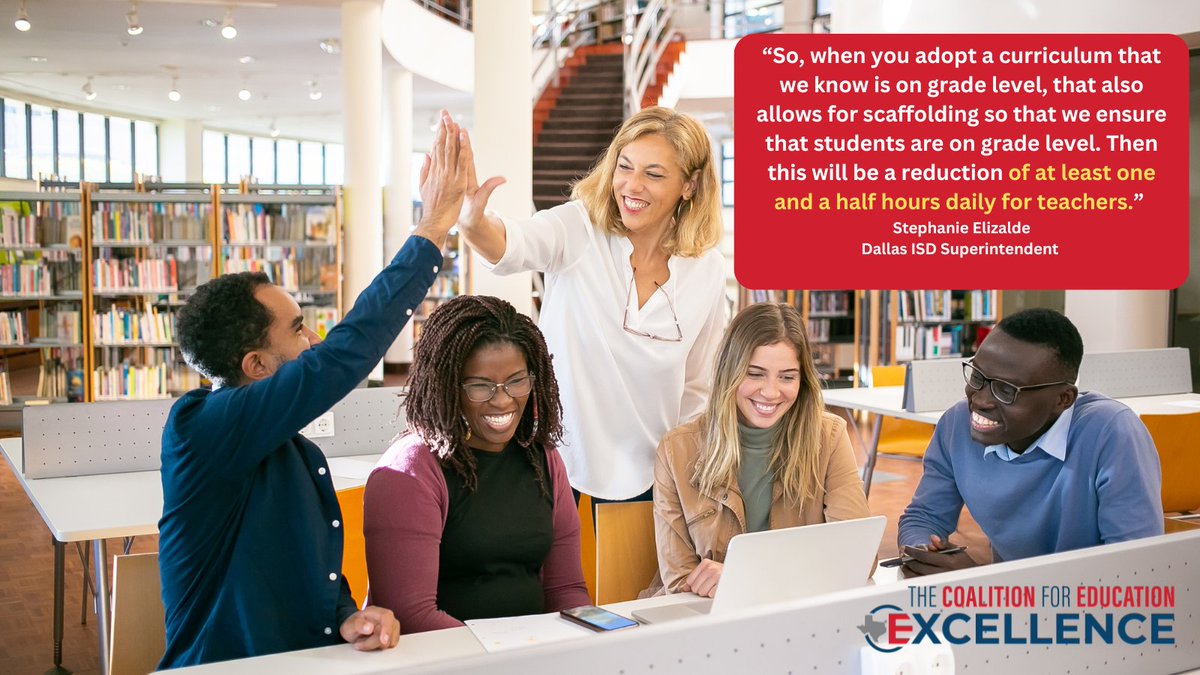 “So, when you adopt a curriculum that we know is on grade level that also allows for scaffolding so that we ensure that students are on grade level, then this will be a reduction of at least one and a half-hours daily for teachers.” <a href="/DallasISDSupt/">Dr. Stephanie S. Elizalde</a> #TXEd #TxLege