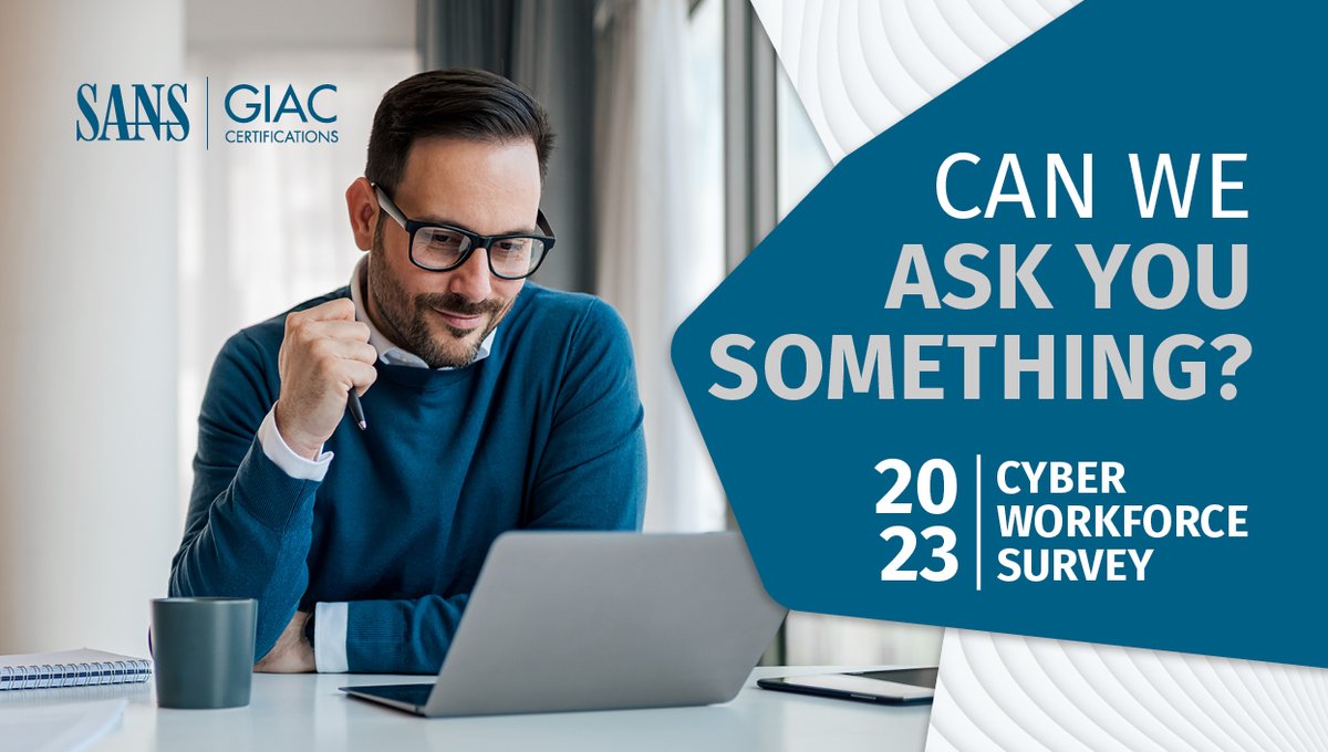 SANSInstitute's tweet photo. If you are a #HR or a #Cybersecurity Manger, the 2023 SANS Cyber Workforce Study Survey is for you! We kindly ask that you please take a few minutes to complete the survey by August 18.
๐ Complete the survey here: https://t.co/v2lVElmwd6
#CybersecurityManager #HumanResources https://t.co/eL0ZZUiFKb