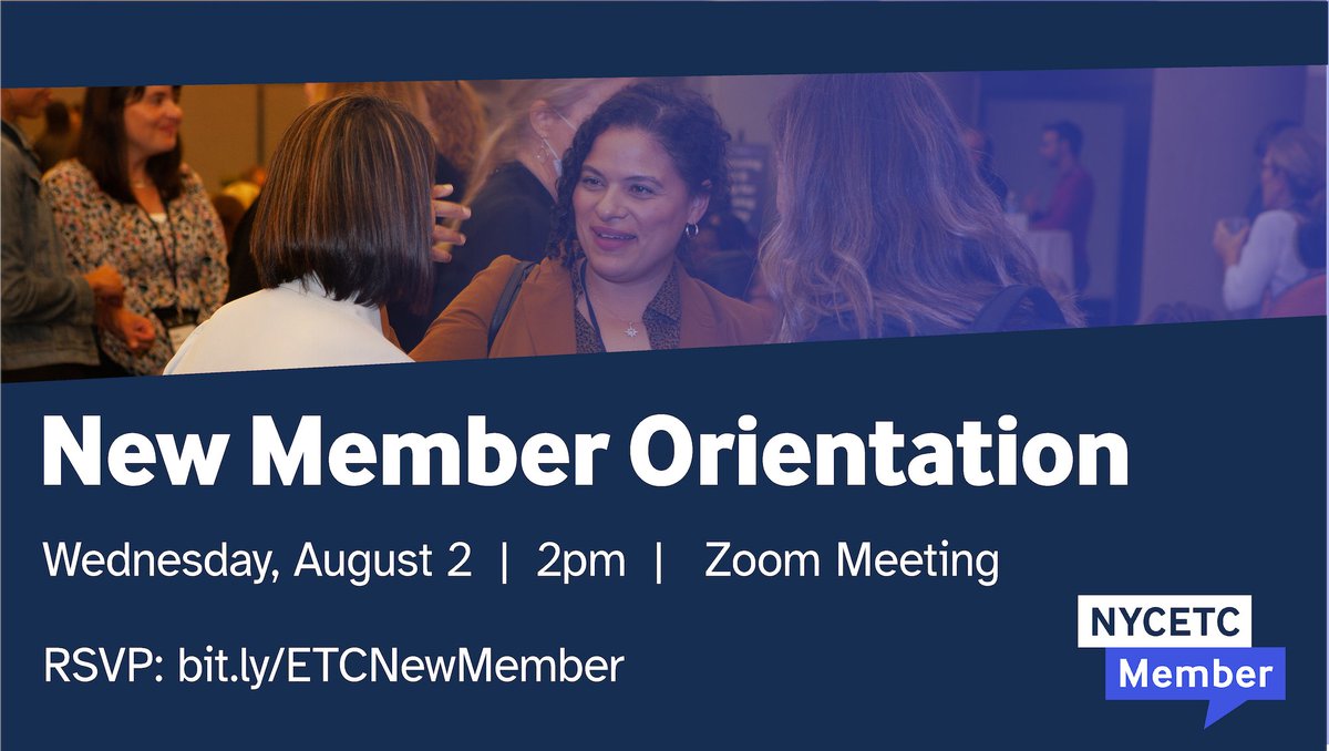 We invite all new ETC members or new staff to current members to join us next Wed 8/2 at 2pm via Zoom for a New Member Orientation! Come chat with us and learn more about your membership benefits. Hosted on the 1st Wednesday of each month. 

RSVP: bit.ly/ETCNewMember