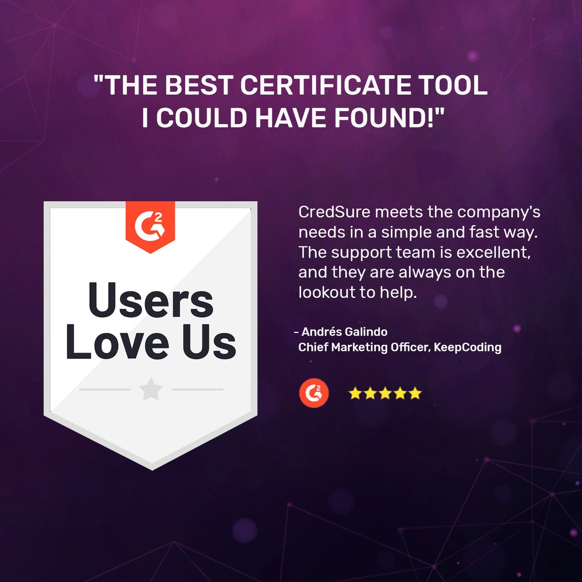 Cred_Sure's tweet image. We strive to exceed our customers&apos; expectations and take pride in their satisfaction. Andrés Galindo, Chief Marketing Officer of KeepCoding, shares his experience using the CredSure platform. 

#DigitalCredentials #BlockchainTechnolgy #CredSure #FutureofCredentials