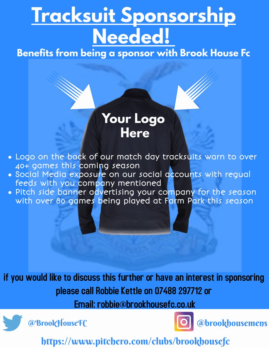 BrookHouseFC's tweet photo. We are in search of a sponsor for our match day tracksuits! https://t.co/UTXsp1LYpa
