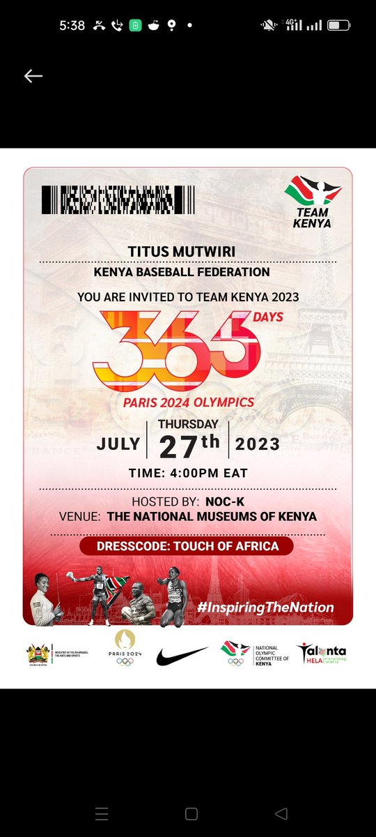 Kenya starts the 365 days countdown to the Paris Olympics, 2024. It's now upon all MDAs of government to support our athletes as they start their road to Paris. The French ambassador has promised smooth facilitation for visa acquisition. All airlines will head to Paris 2024.