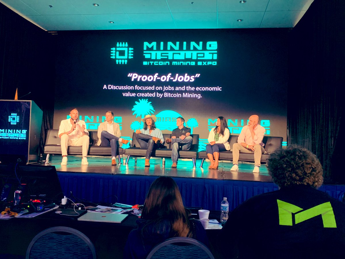 blockcoalition's tweet image. See @lee_bratcher and @thetrocro on stage now at @MiningDisrupt 

#bitcoinMining