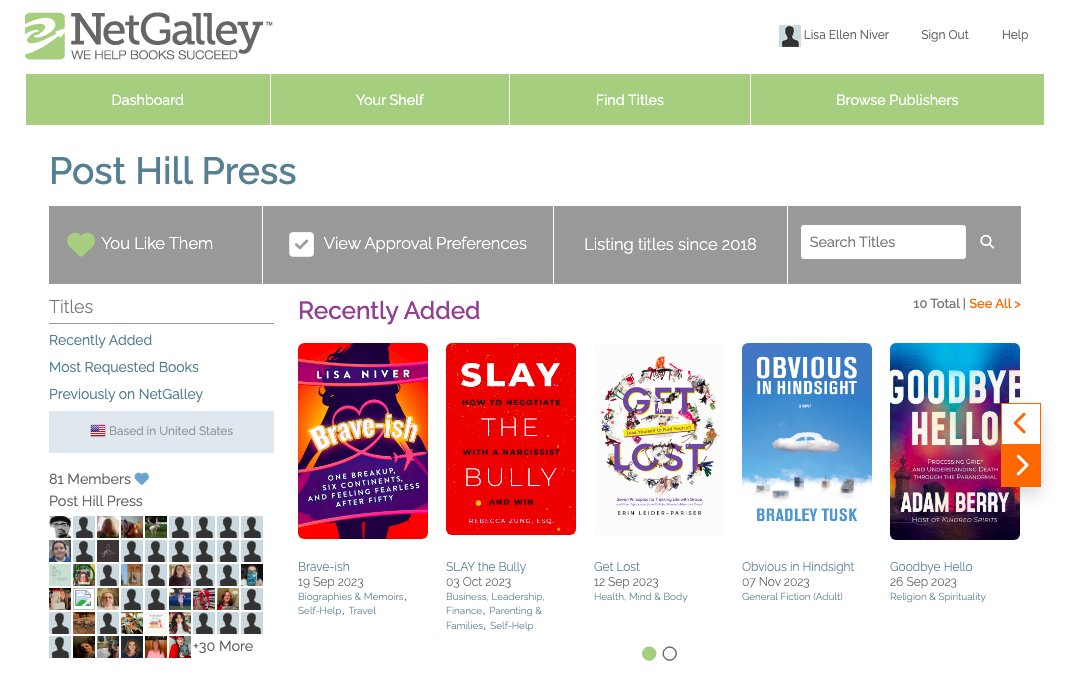 LisaNiver's tweet photo. Do you love to #read #books FIRST? Are you on @NetGalley ? My upcoming #book, #BRAVE-ish is available to request on #NetGalley from #PostHillPress! Happy #READING! Thanks for your support! https://t.co/wzspeQ8ABi 🎉🎉 #book #author #bravery #braveish #over50 @posthillpress Brave-ish, One Breakup, Six Continents and Feeling Fearless After Fifty https://t.co/1mT7HU4Wgr @DebraEnglander @MacGregorLit @simonschuster