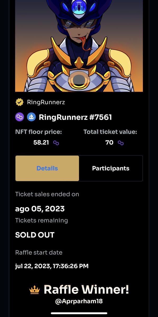 Adelapr18's tweet photo. Thanks to❤️❤️ @RealityKingdom_❤️❤️for this beautiful #NFT and professional #RAFFLE 
🎉🎉Just for 4.9 #MATIC ticket I 🎉🎉won 90 #MATIC  @RingRunnerz #NFT 
@f_pakjo @samane247201 @sanaz_shojaei @aghmeioni https://t.co/eLBfW5UxGH