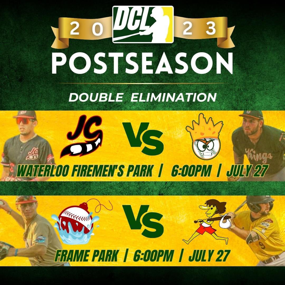 DairylandLeague's tweet photo. The Bracket is set for double elimination!
We have games today in Waterloo and Waukesha.
Mapaches vs. Cheese Kings
Waterloo Fireman's Park | 6:00pm
Bobbers vs. Beach Bums
Waukesha Frame Park | 6:00pm
#DCLPlayoffs https://t.co/4yhqXH3Ou6