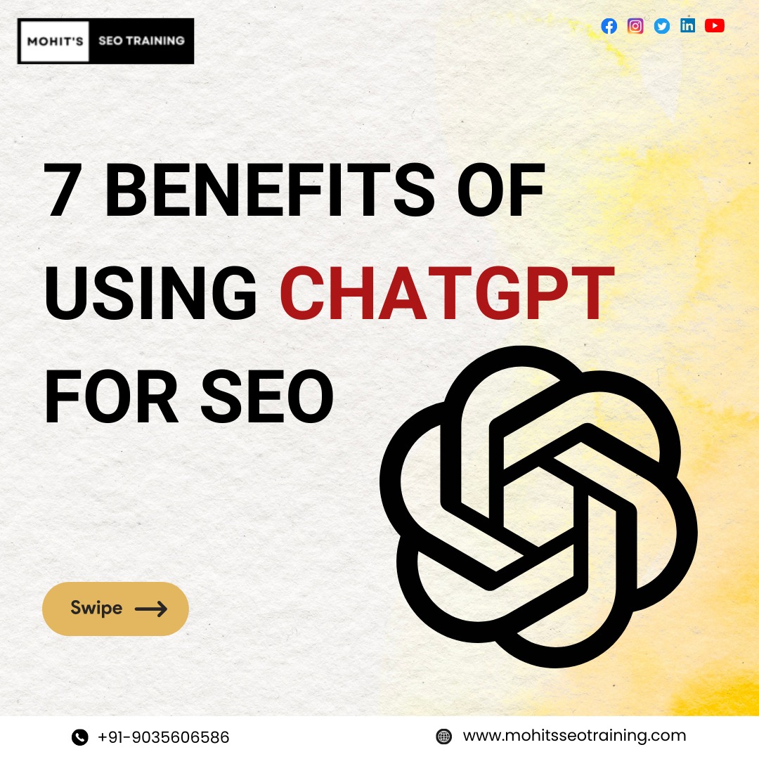mohits_seo's tweet image. The Power of Chat GPT in SEO! 
Discover 7 game-changing benefits that will revolutionize your search engine optimization strategy and drive unprecedented growth for your online presence
 #mohitsseotraining #Chatgpt #seotraining #onlinecourses #DigitalMarketing #learnseo #followus