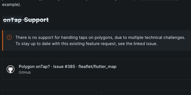 HpCoster's tweet photo. まじか・・😂
flutter_mapはどうやらgeoJsonで拾ってきたpolygon(地図の範囲)をタップしてイベントを拾えないっぽいです🤣

タップしたベクトル座標がポリゴン座標内かどうかチェックする仕組みを自分で作ってね・・ってコト！？

https://t.co/EPNwiPsBZi

#flutter_map #polygon #geoJson https://t.co/fkDEvF1Ewr
