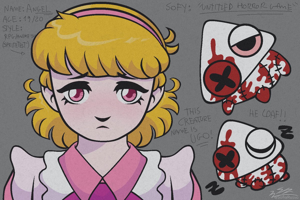 SofyTofy3's tweet photo. Sofy's untitled horror game project:
Angel and the lil weird creature Ugo
#originalcharacter #horrorproject https://t.co/mZakKNi1dw