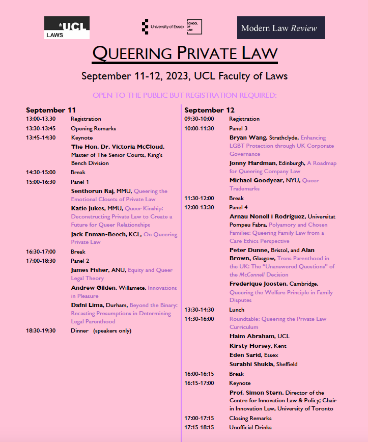 Haim Abraham (@haimabraham) on Twitter photo Queering Private Law Workshop will be taking place <a href="/UCLLaws/">UCL Faculty of Laws</a> with an amazing lineup of keynotes and speakers, including The Hon. Dr. Victoria McCloud, <a href="/ArsScripta/">Simon Stern</a> <a href="/senthorun/">Senthorun Raj</a> Katie Jukes, <a href="/BeechEnman/">Jack Enman-Beech</a> <a href="/implawsible/">James C. Fisher</a> <a href="/andrew_gilden/">Andrew Gilden</a> Dafni Lima <a href="/BryanWang26/">Bryan Y. Wang</a> <a href="/LawHardman/">HardmanLaw</a> >>> Queering Private Law Workshop will be taking place <a href="/UCLLaws/">UCL Faculty of Laws</a> with an amazing lineup of keynotes and speakers, including The Hon. Dr. Victoria McCloud, <a href="/ArsScripta/">Simon Stern</a> <a href="/senthorun/">Senthorun Raj</a> Katie Jukes, <a href="/BeechEnman/">Jack Enman-Beech</a> <a href="/implawsible/">James C. Fisher</a> <a href="/andrew_gilden/">Andrew Gilden</a> Dafni Lima <a href="/BryanWang26/">Bryan Y. Wang</a> <a href="/LawHardman/">HardmanLaw</a> >>>