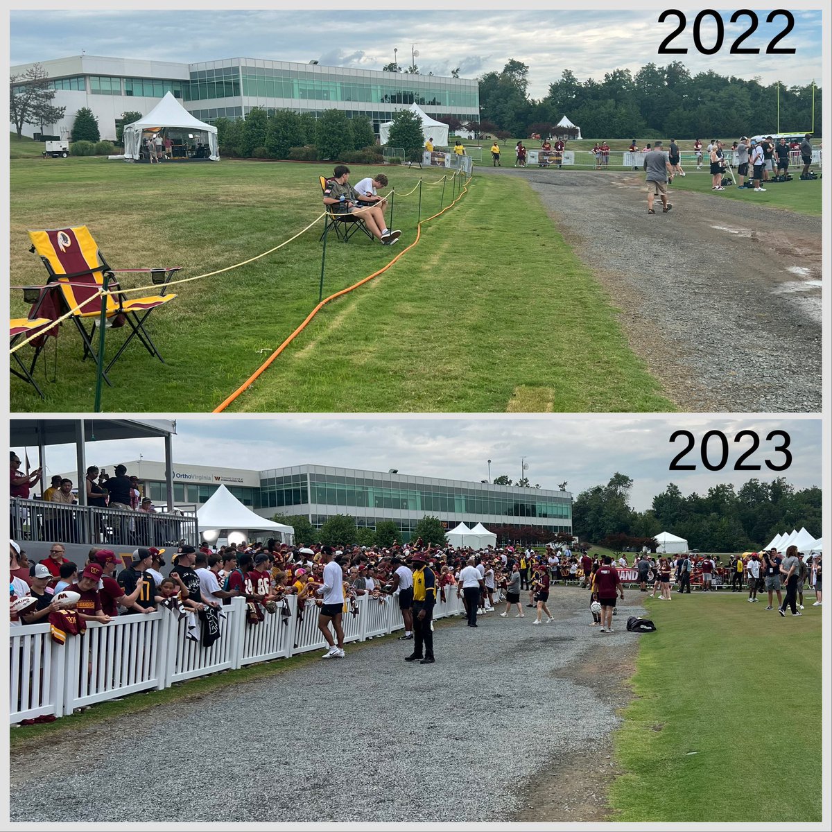 NickiJhabvala's tweet photo. Commanders training camp turnout, year over year. https://t.co/hTIShYv6ZO