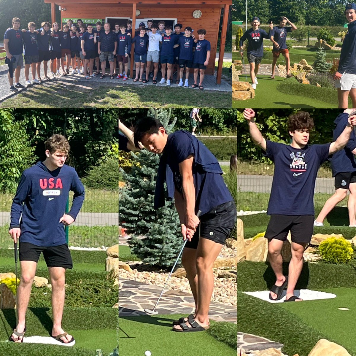 Hlinka Boys enjoying some Mini golf after a hearty skate this morning! Gearing up for exhibition play Saturday. <a href="/usahockey/">USA Hockey</a> #itsfuntohavefun