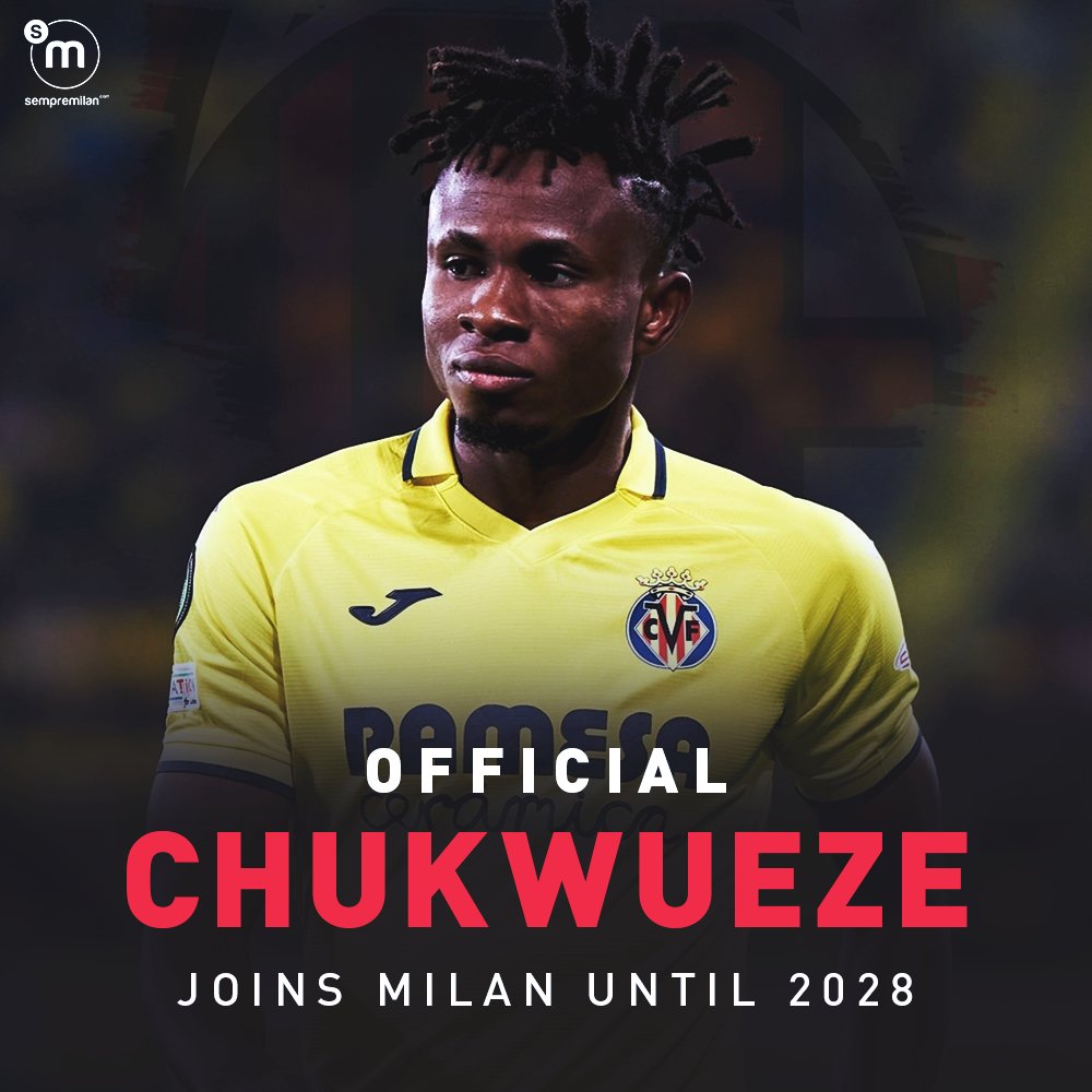 SempreMilanCom's tweet photo. ❗ OFFICIAL: #ACMilan have confirmed the signing of Samuel Chukwueze on a deal until 2028! 

🇳🇬 #WelcomeSamu 🔴⚫️ https://t.co/EIYq96wIKh