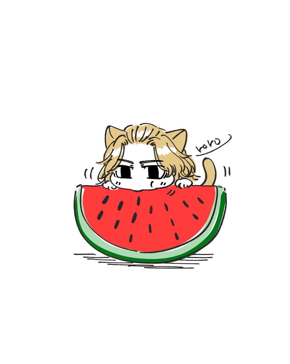 food watermelon animal ears fruit cat ears 1boy cat tail  illustration images