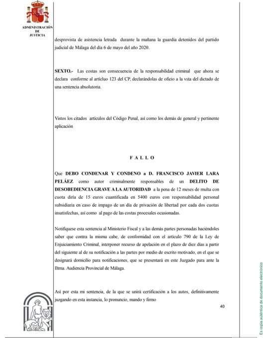 Hoy es un día gris y triste para todos los Abogados.
Hoy no sólo han condenado a nuestro compañero <a href="/decanofjlara/">Fco Javier Lara Peláez</a>, han condenado a toda la Abogacía española. 
Nuestra más absoluta repulsa a la sentencia por la que condenan al compañero Francisco Javier Lara Pérez
Cc:<a href="/Abogacia_es/">Abogacía Española</a>