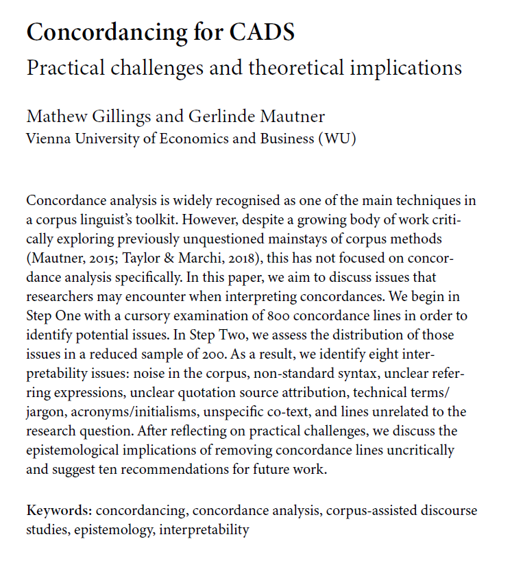 IJCL (@ijcl_journal) on Twitter photo Out today #onlinefirst: <a href="/mathewgillings/">Mathew Gillings</a> and <a href="/GerlindeMautner/">Gerlinde Mautner</a> explore 8 key interpretability issues that researchers may encounter when carrying out concordance analyses in a CADS framework
jbe-platform.com/content/journa… Out today #onlinefirst: <a href="/mathewgillings/">Mathew Gillings</a> and <a href="/GerlindeMautner/">Gerlinde Mautner</a> explore 8 key interpretability issues that researchers may encounter when carrying out concordance analyses in a CADS framework
jbe-platform.com/content/journa…