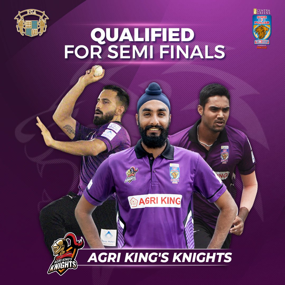 One half of some of the most thrilling games in the tournament so far, AGRI King’s Knights are our third qualifiers. Congratulations to the men in purple for a remarkable group stage! #PunjabiyanDiShaan