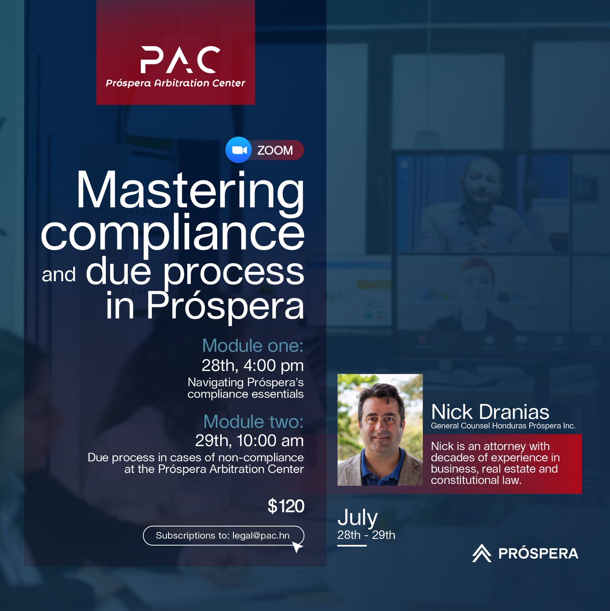 ProsperaACenter's tweet photo. Last chance to register and learn more about how the regulatory process works in Prospera, Latin America's most advanced semi-autonomous free zone! Don't miss this opportunity. Register now for a 40% discount: https://t.co/QZFBmNVmvm  #Prospera #FreeZone #LatinAmerica https://t.co/JOdplldeLg