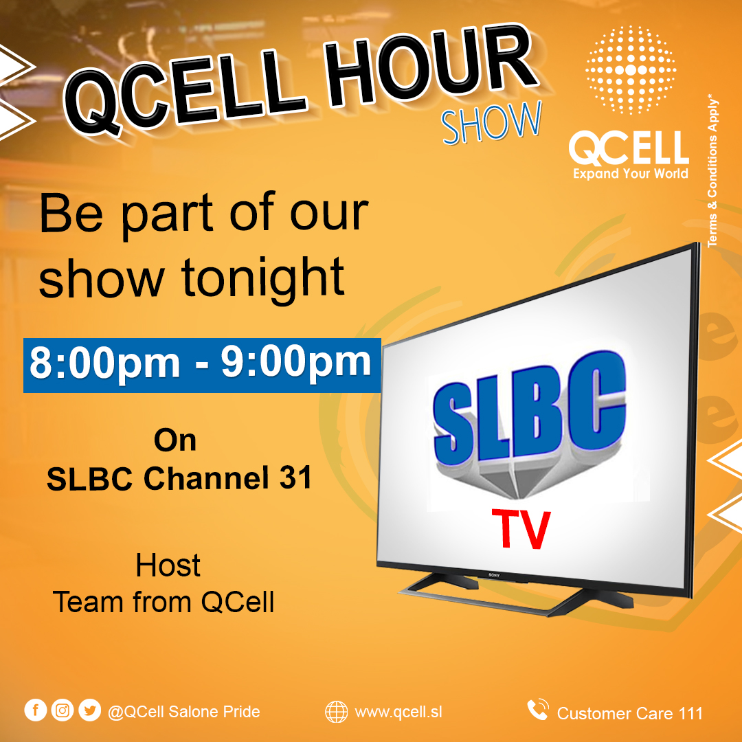 QcellSL's tweet photo. Join us LIVE on SLBC channel 31 for QCell Hr every Thursday frm 8pm-9pm. Be part of the show and share w your experience using QCell. You can call or Send your thoughts and comments on '31888881' Don't forget because there are yummy packages for you. #QCell
#SLBCTV https://t.co/bwiilna2h4