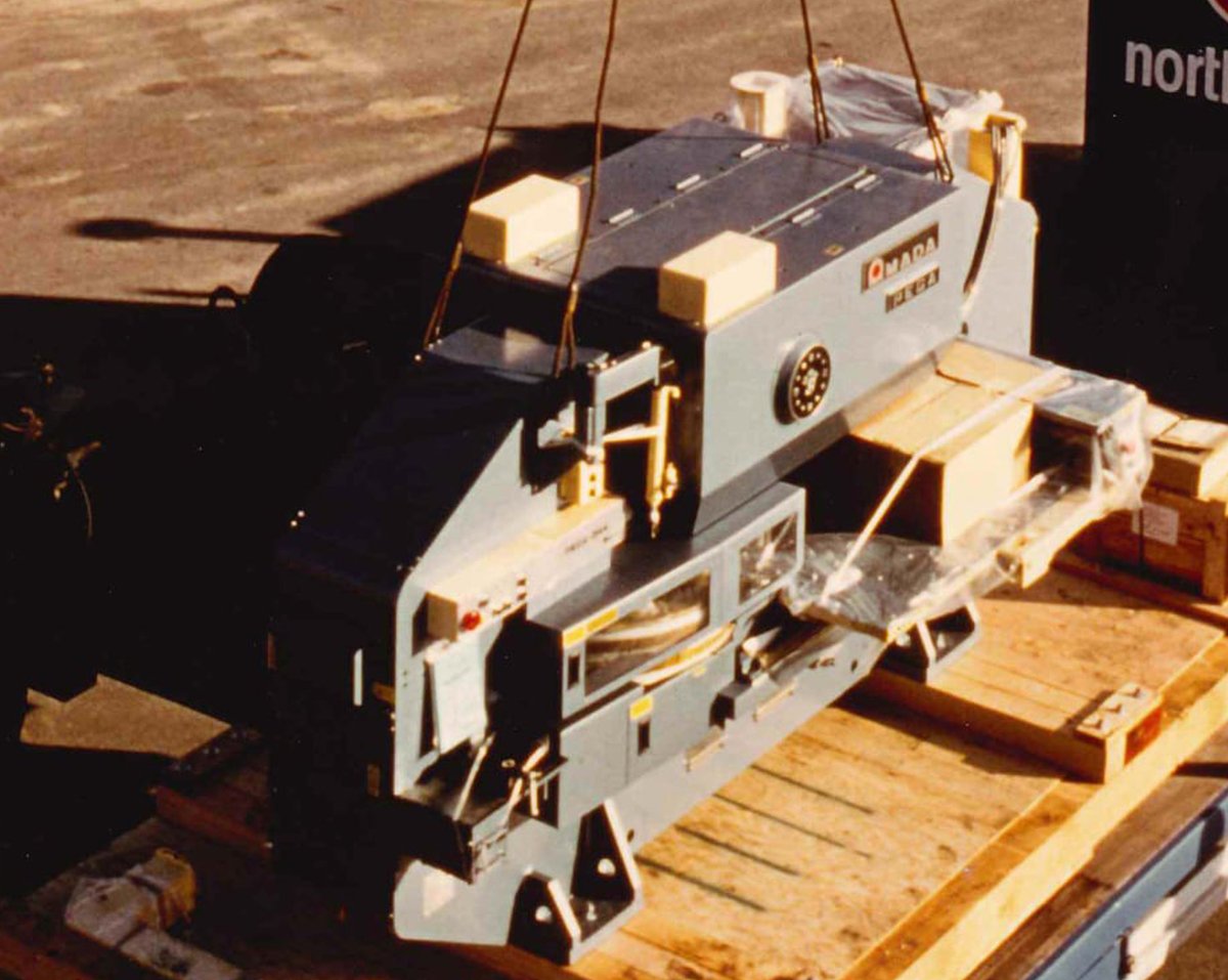 AmadaAmericaInc's tweet photo. AMADA PEGA turret punch press arrives at a customer's shop in the 1980s. Since its development in the 80s, the PEGA has been utilized by thousands of customers and was considered one of the most reliable machines in any shop.
#AMADAhistory #tbthursday #blanking #legacymachine https://t.co/sTXycK5fQV