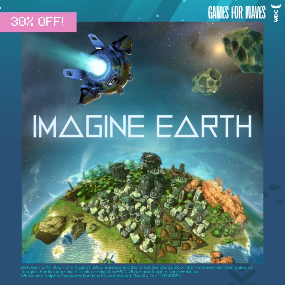GamesForWaves's tweet photo. We’ve partnered with @SeriousBrothers on their climate crisis simulation game, Imagine Earth. For a whole week you can get 30% off, directly gift it to friends plus, 100% of net revenue will be donated to WDC. Save money, protect whales and dolphins and build a sustainable civilisation!

Read more and buy now 👉 https://t.co/GnNY0SASIG