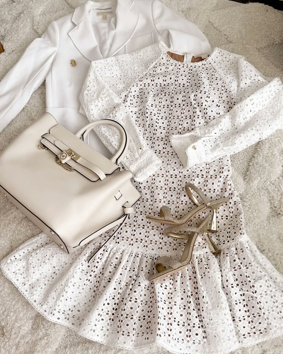 Summer is little white dress season! And this pretty eyelet dress from Michael Kors is a perfect little number for your upcoming summer events. buff.ly/46OsKCy #littlewhitedress