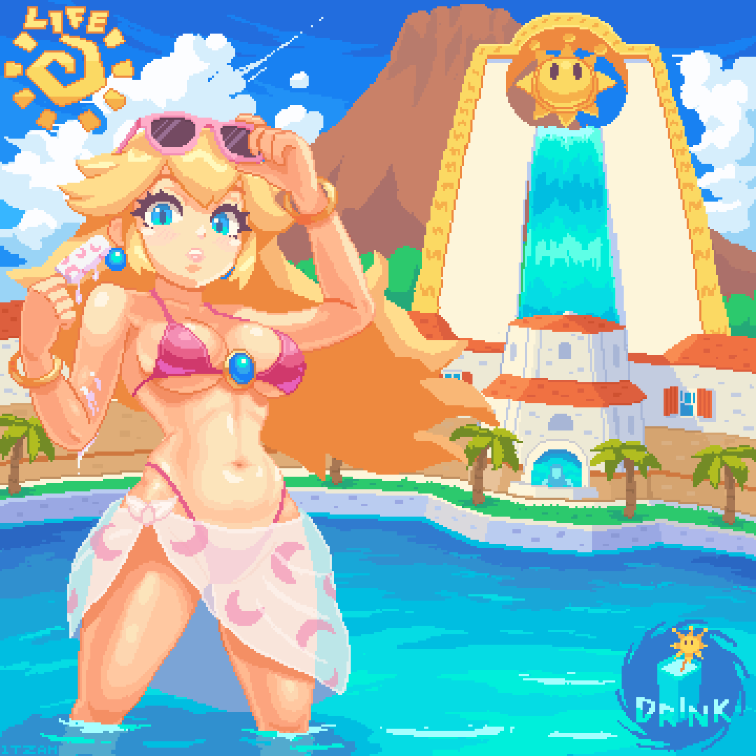 Peach-Mario sunshine. 🏝️🌊☀️
Animated wallpaper next week for this summer! n.n