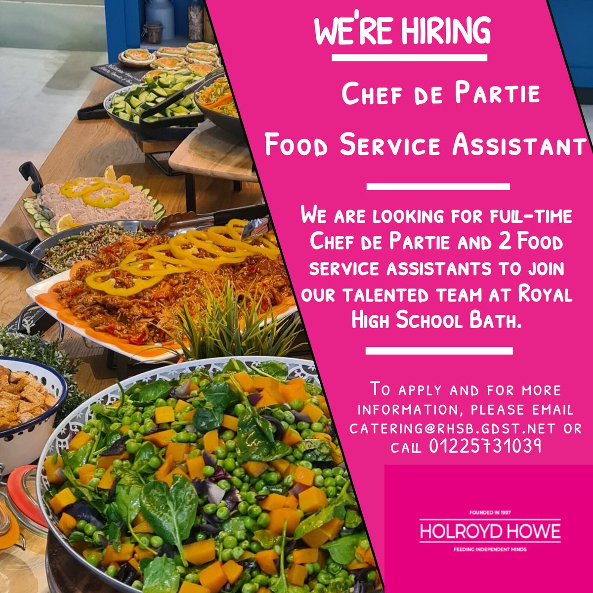 Interested in joining our @HolroydHowe team? We are currently #hiring for full-time Chef de Partie and 2 Food service assistants to join our talented and hardworking team @RoyalHighBath @melrahaman @gregrebourg @CharlieW0109 @DanielCollier84 @DamianBlake4 #JoinOurTeam