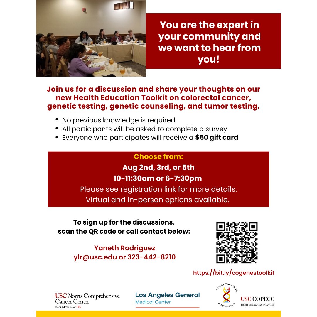CaRE2HEC's tweet photo. Join USC for a discussion and share your thoughts as a community expert on their new Health Education Toolkit!

Register in advance: https://t.co/VgkKYRI2B0

#CaRE2HEC #Community #HealthEducation #Cancer #GeneticTesting #GeneticCounseling #TumorTesting https://t.co/J2laFO1Txk