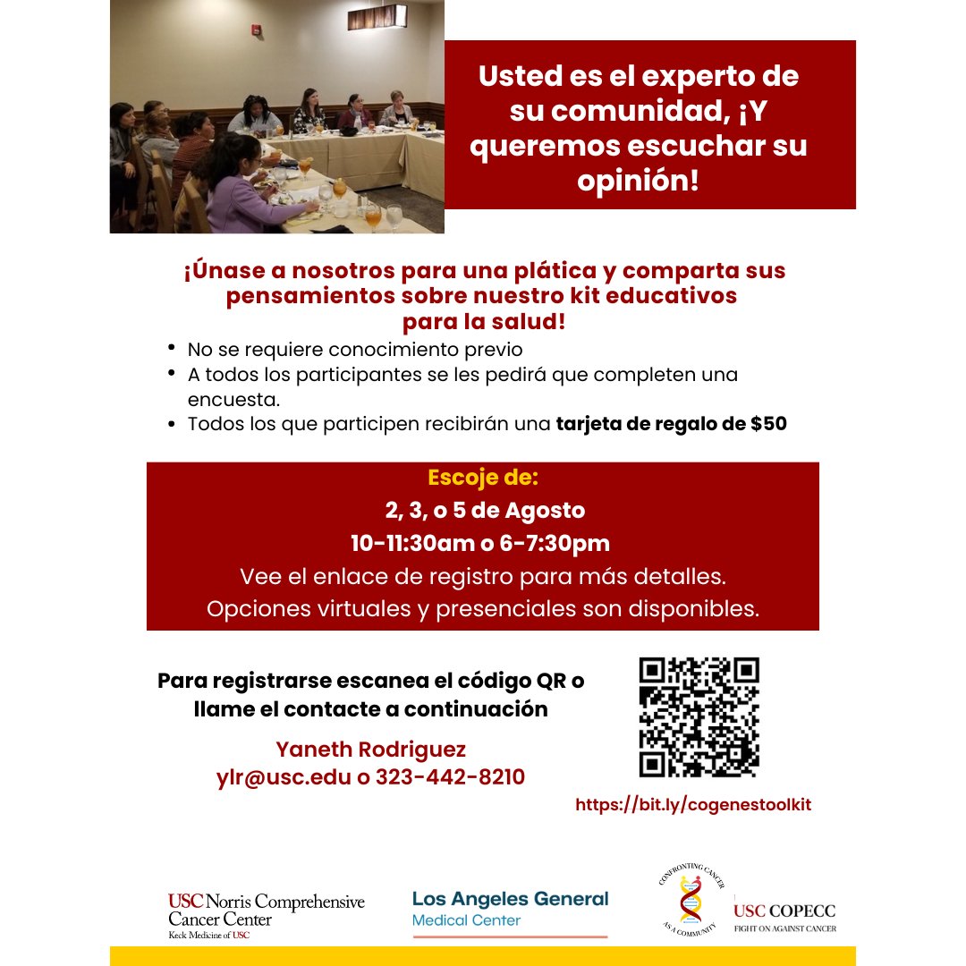 CaRE2HEC's tweet photo. Join USC for a discussion and share your thoughts as a community expert on their new Health Education Toolkit!

Register in advance: https://t.co/VgkKYRI2B0

#CaRE2HEC #Community #HealthEducation #Cancer #GeneticTesting #GeneticCounseling #TumorTesting https://t.co/J2laFO1Txk