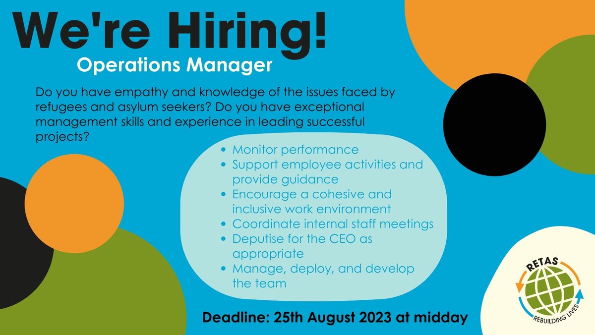 The deadline to apply as our new Operations Manager is midday tomorrow 🚨 If you think you'd be a good fit to support, monitor and coordinate a diverse and cohesive team - get in touch! 📨 More details ⬇️ uk.indeed.com/job/operations…