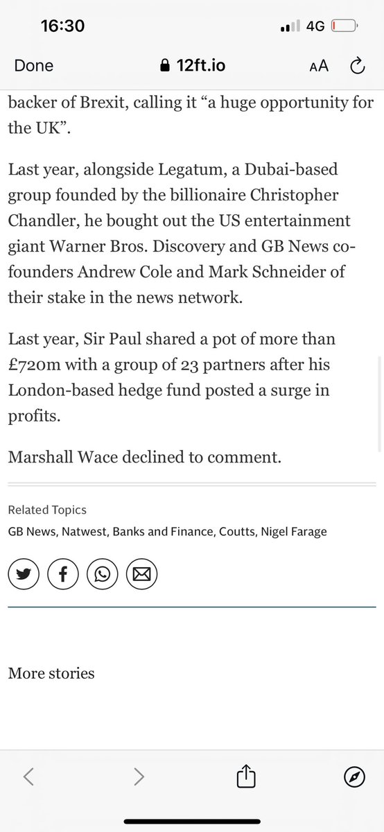 Since it’s a matter of public interest, here’s today’s Telegraph story about Nigel Farage, his boss at GB News and Nat West’s share price.