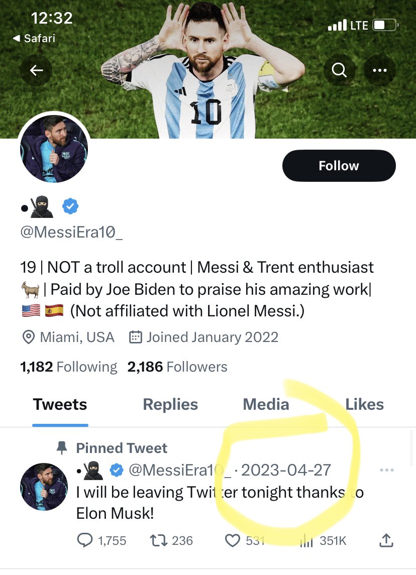 YOGWProject's tweet photo. @MessiEra10_ @elonmusk What makes this time different that the last 283? Just go already. https://t.co/3tUKAaTXJU