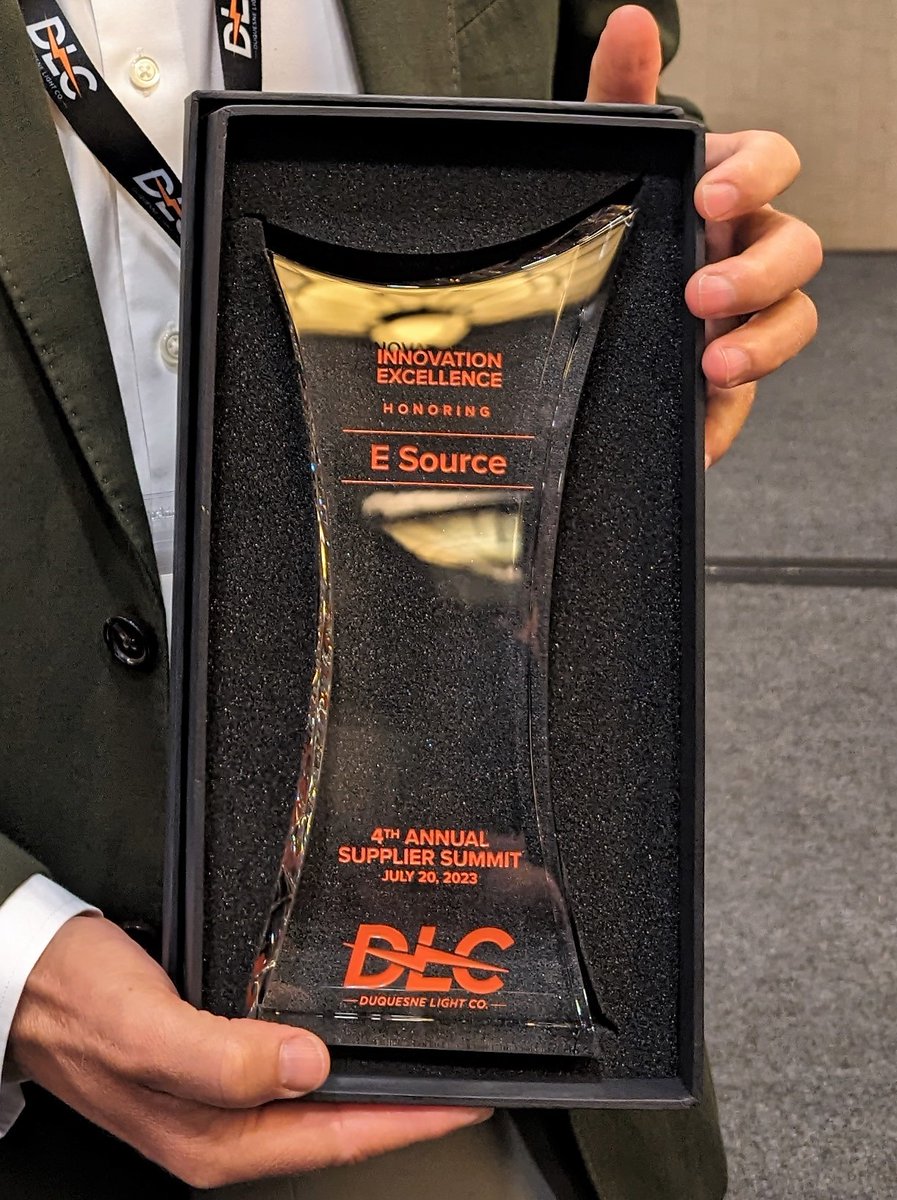 e_source's tweet image. E Source received a special award from DLC for Innovation Excellence!
Our analytics tools, dashboards, and web UIs are getting recognition for helping turn DLC's ambitious vision of a dynamic, intelligent, and fully visible modern grid into a reality.
#ESDS #datascience