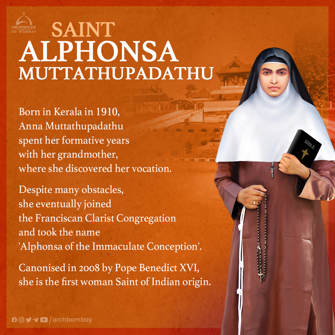 archbombay's tweet photo. St Alphonsa's story was one of suffering and hardship. Even in moments of anguish, she saw it as an opportunity to grow in faith, to grow closer to God. Like Sr Alphonsa, may we accept and offer our sufferings to the Lord in love.
#StAlphonsa #Catholic #Saint https://t.co/YYx6czhH7g