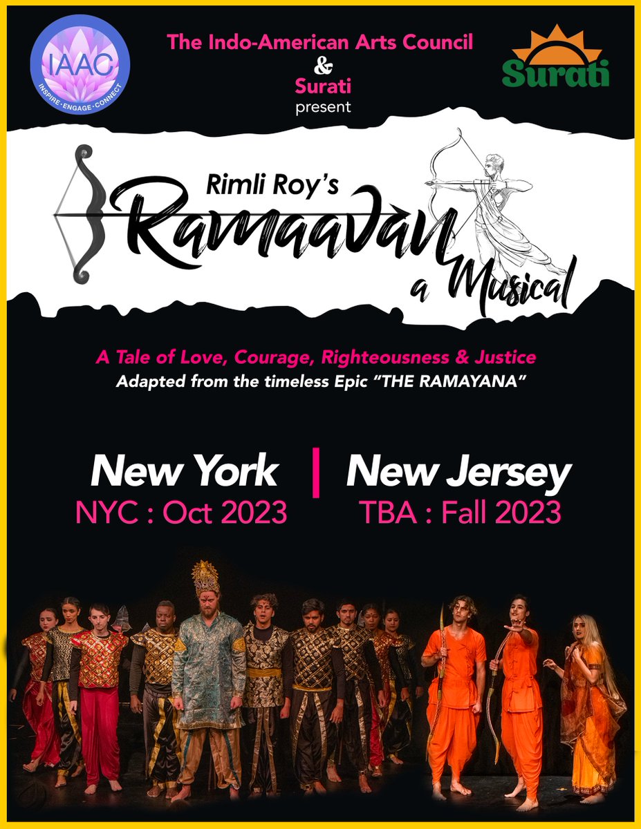 IAAC is excited to present "Ramaavan A Musical" this Fall! 
Don't miss out on this tale of love, courage, righteousness, &amp; justice that retells one of India's greatest epics. Performing in 2 states (NY/ NJ) with more details to follow,
iaac.us/ramaavan-a-mus…

<a href="/forsurati/">Surati for performing arts</a>

#IAAC