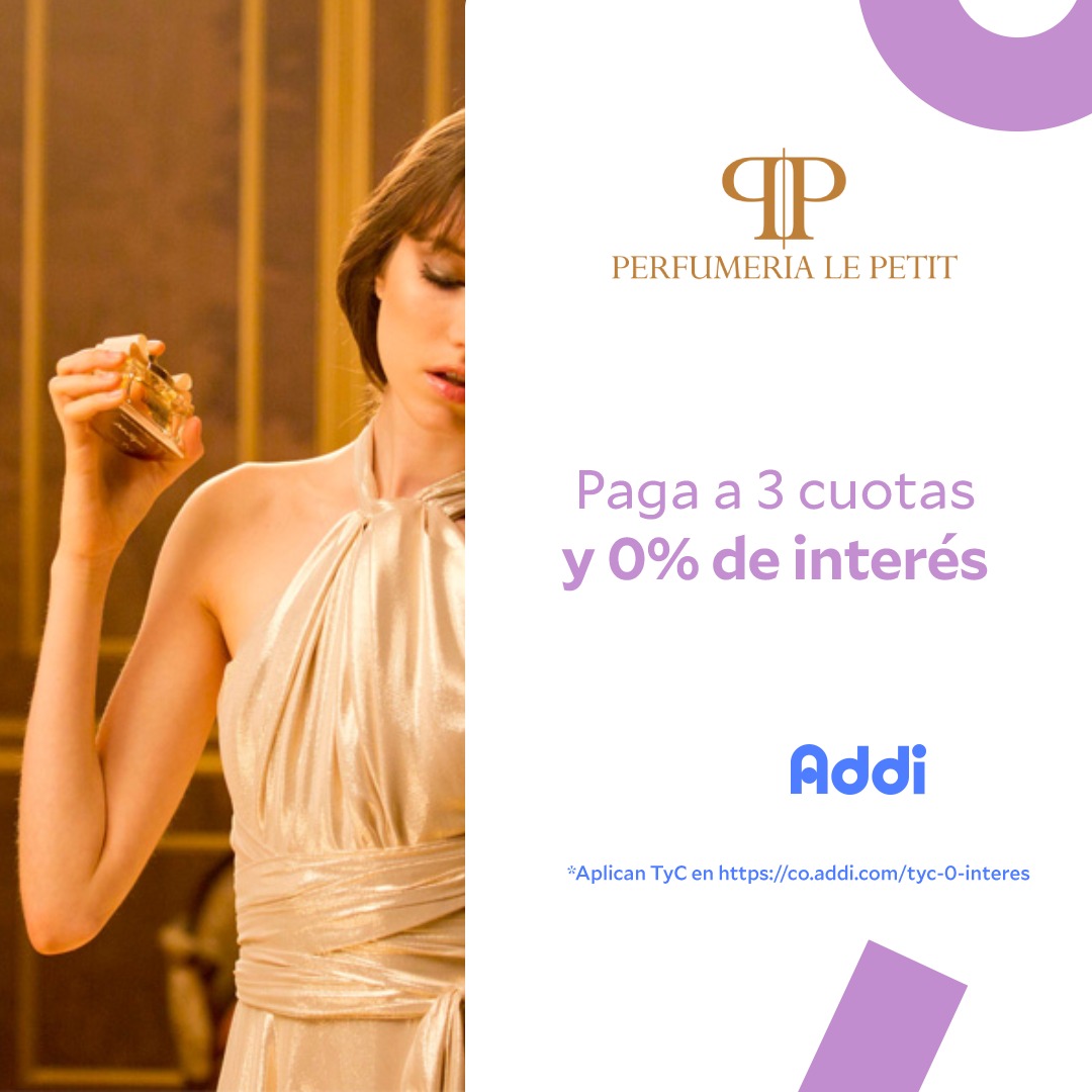 Recuerden que en Perfumeria Le Petit puedes pagar a 3 cuotas y 0% de interés por Crédito Addi

Más info al WhatsApp 3126726331