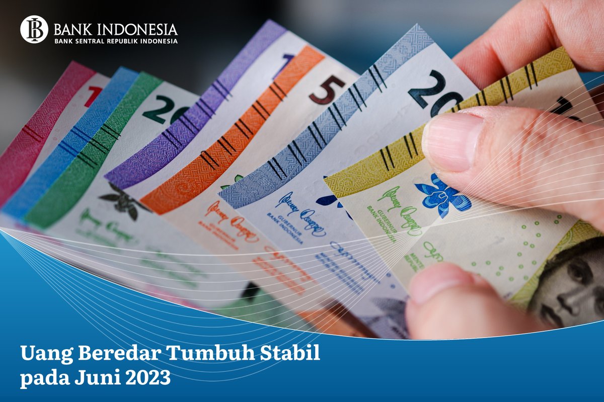 bank_indonesia's tweet photo. #SobatRupiah, likuiditas perekonomian atau uang beredar dalam arti luas (M2) pd Juni 2023 tumbuh stabil. Posisi M2 ini tercatat tumbuh 6,1% (yoy) di mana relatif sama dgn bulan sebelumnya. Apa faktor yang mendorong meningkatnya uang beredar? https://t.co/osiAcVJOsE