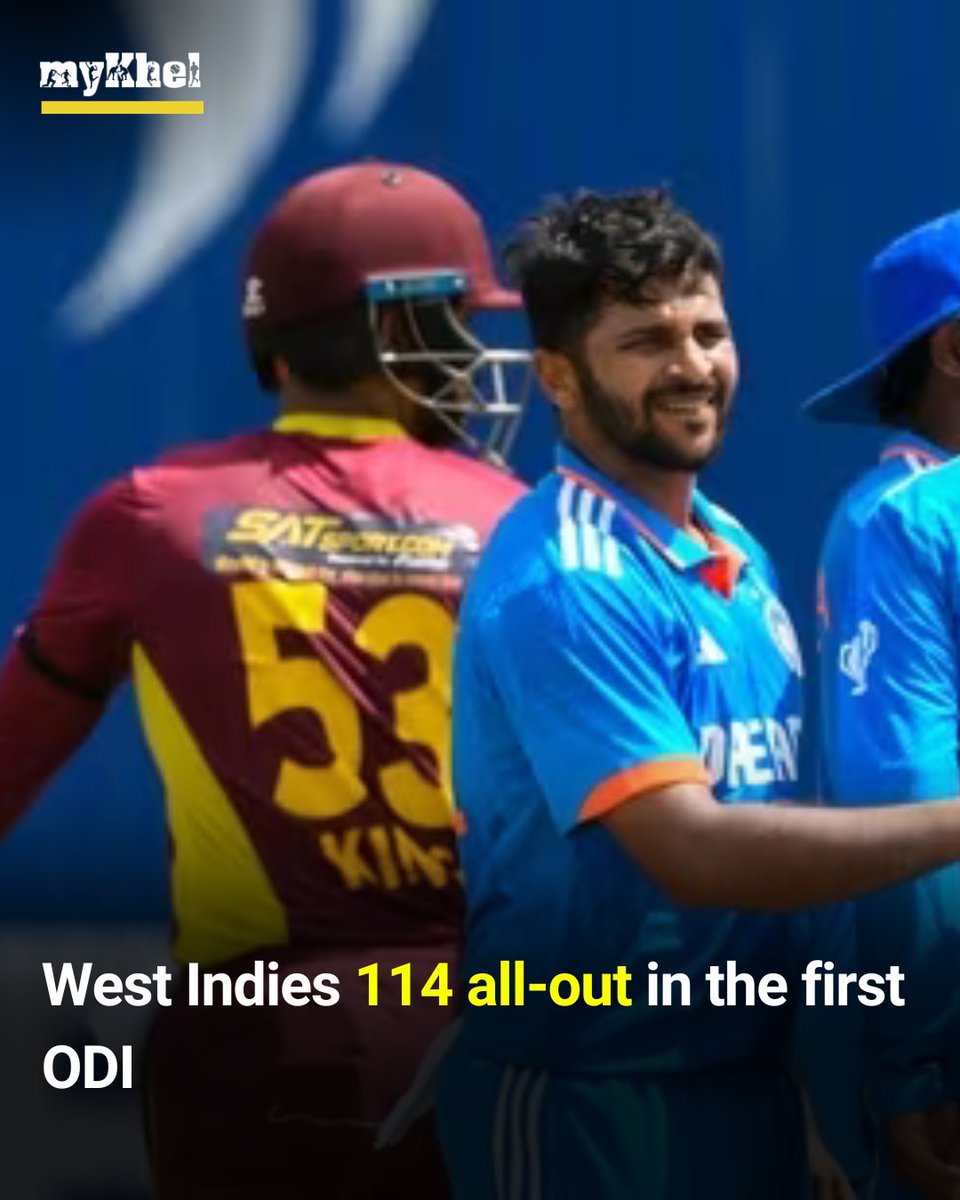 mykhelcom's tweet photo. That's it!
India bundle out West Indies for 114 in 23 overs
#INDvsWI #INDvWI #INDvWIonFanCode #WIvIND #SanjuSamson #Ruturaj #RohitSharma #surya https://t.co/mOAumRqfls