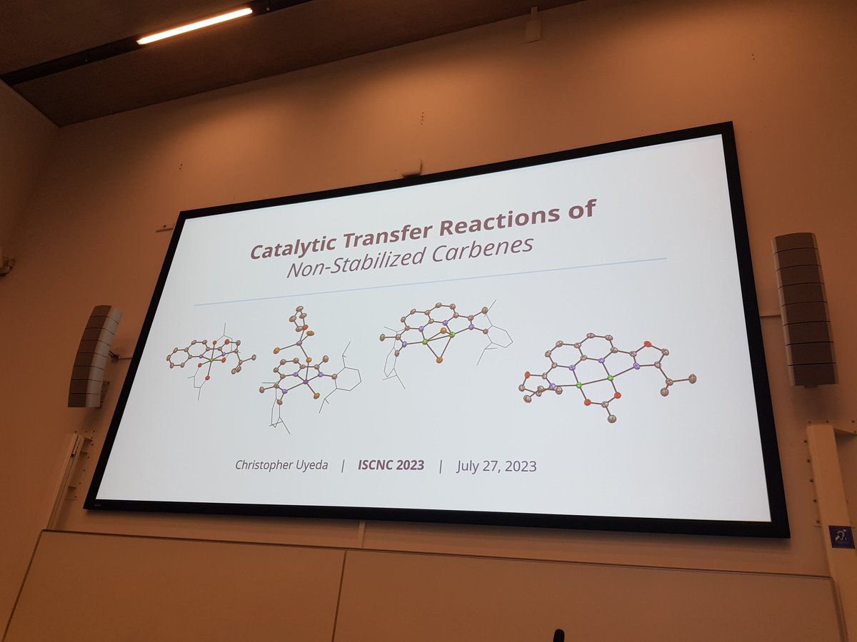 carbene_nitrene's tweet image. Christopher Uyeda shows that geminal dihaldes can be efficiently applied as non-stabilised carbene precursors using Ni and Co catalysts! Efiicient enantioselective cyclopropanation, even applied in pharma on production scale now! Fantastic lecture!
#ISCNC2023