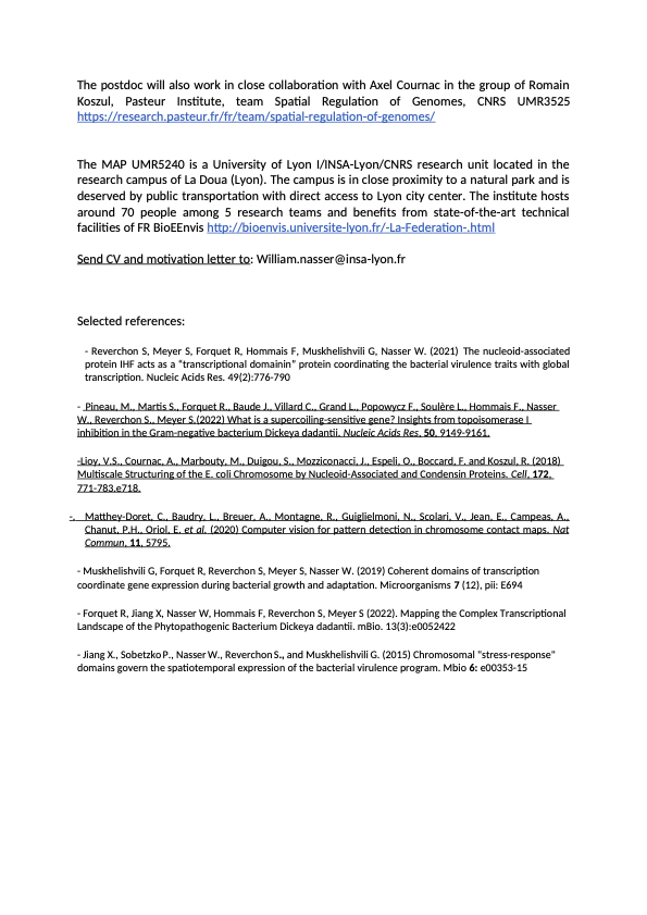 📢 Offre de post-doc sur ANR à Lyon au laboratoire <a href="/MAP_UMR5240/">Laboratoire MAP (CNRS INSA UMR5240)</a> en collaboration avec l'Institut Pasteur ! Si vous aimez la génétique bactérienne et la bioinformatique n'hésitez pas 😀