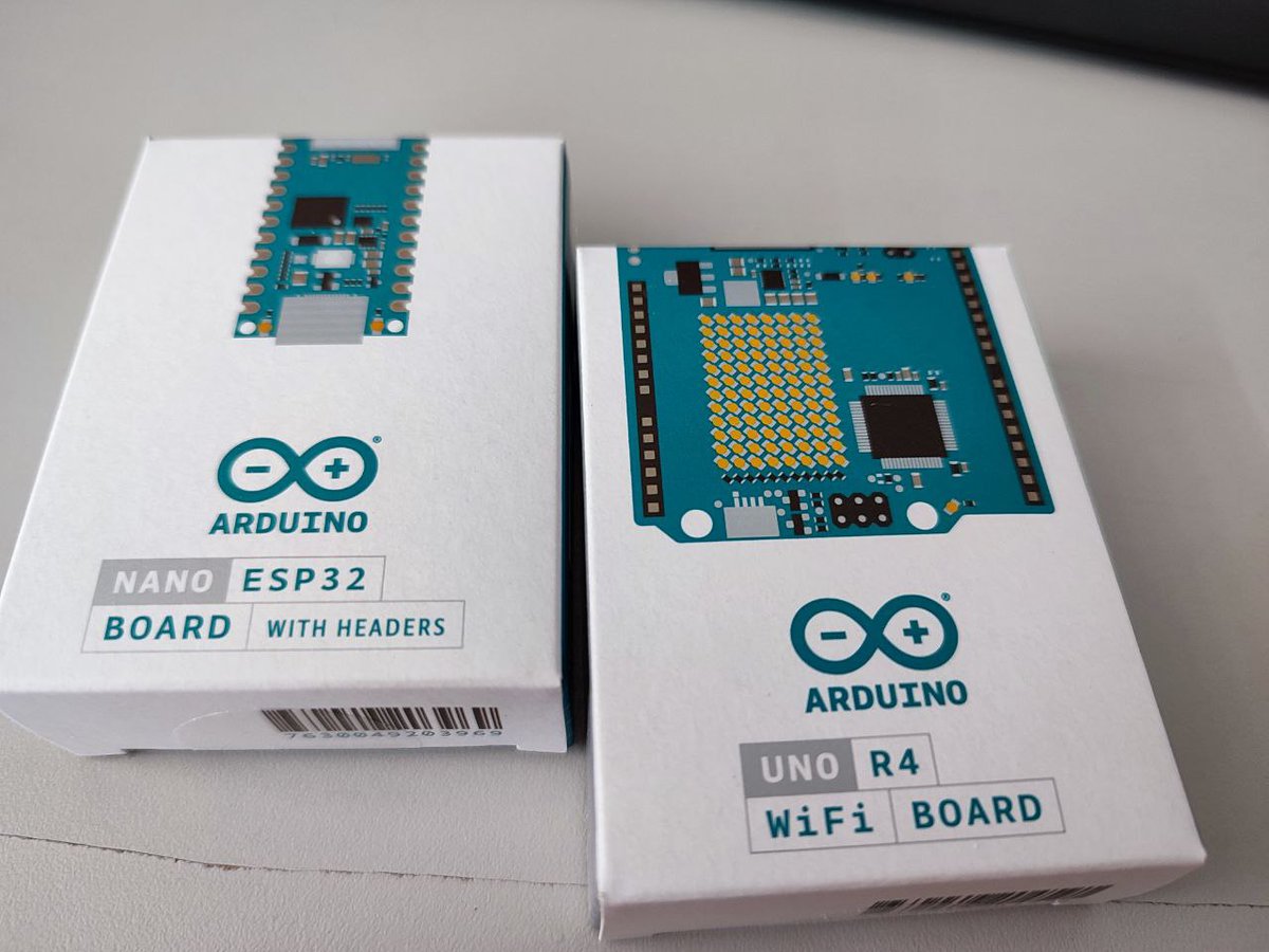 engeeknyer's tweet photo. Today we received at the TechLab Manresa Arduino User Group this present from @arduino . These two boards will be full tested this summer.
I'm surprised about actual size of Arduino nano ESP32 compared with other boards. I think it's a good sollution to be integrated in projects. https://t.co/elcCVyceSy