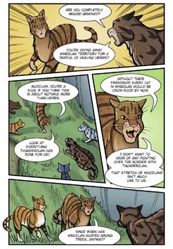 Can I be real, I hate the warrior cats official comic style😭 they all have same face syndrome and they look like they were all stung by bees. If they didn't say their names you'd never know who's who because it's so visually bland. Hire anyone else please 