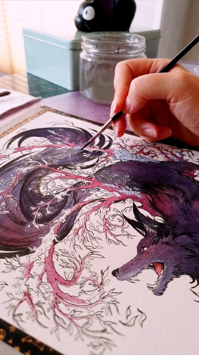 Bunny_andwolf's tweet photo. Working on our wolf boy and this beautiful tree (Wip). First layers with watercolors.
Have a super loooovely day dear tribe!🔮
Thank you for your support🙏🏻💙
#wolfart #kofiartist #kofi_button #watercolorspainting #traditionalartist #fantasyauthor https://t.co/YArMrytF6c