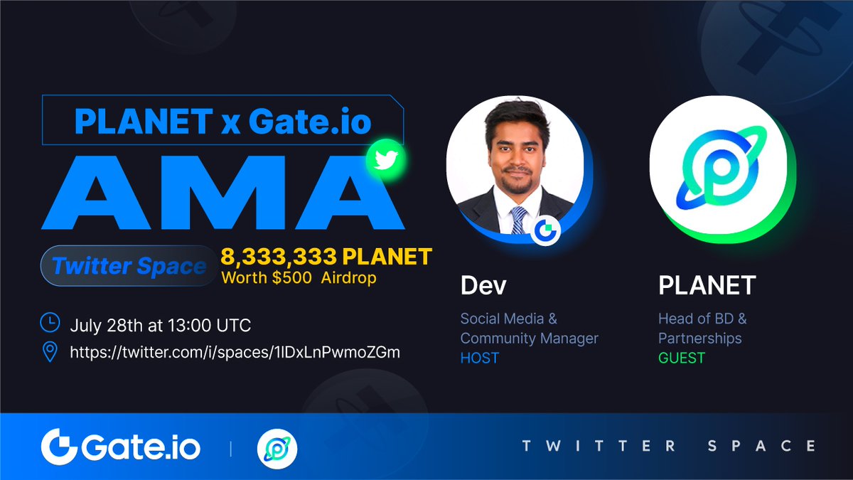 🔥It's #AMA Time

Join #Gateio CM @devashishbhuyan hosting an AMA with @JoinOurPlanet where they talk about $PLANET and #GOAT

✨Venue: x.com/i/spaces/1lDxL…

📅Date: July 28th 13:00 UTC

💰Join here and Share 8,333,333 PLANET Airdrop

Gleam: gleam.io/competitions/o…