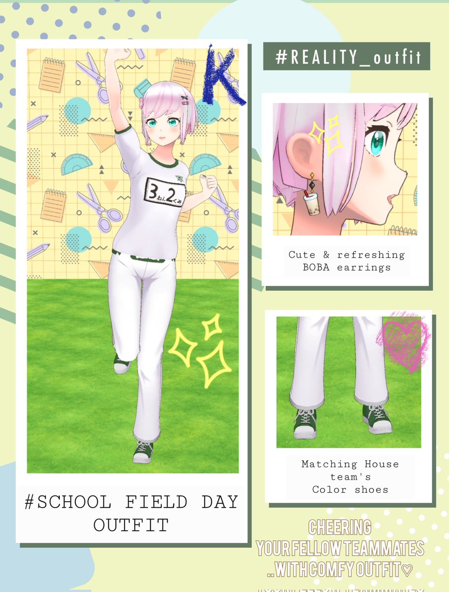 AlyssSyren's tweet photo. Trust yourself.🩵❤️💜We still can be CUTE even just by wearing comfy T-shirt n pants^^🌼
So...let's enjoy our School Field Day~~♡
#REALITY_Outfit #Reality_app #REALITY #cute https://t.co/K925fscNPQ